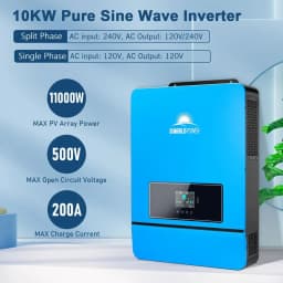 SUNGOLDPOWER 10000W DC 48V UL1741 Solar Inverter,Support Parallel, Built-in 2 MPPT Solar Controllers, Max. 200A Battery Charging, AC Input/Output 120V/240V(settable) Inverter Charger