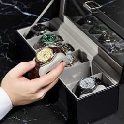 ProCase Watch Box, 6 Slot Watch Display Case with Drawer -Black