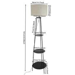 Floor Lamp, Floor Lamp with Shelves, Floor Lamp with 3-Tier Shelves