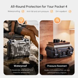 STARTRC Osmo Pocket 4 Hard Case, Double-Walled Waterproof Bag for DJI Pocket 4 Creative Combo Accessories, Multifunctional Storage Bag with Large Capacity