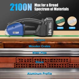 SWANSOFT 2100N Semi-Automatic Electric Strapping Machine for Width 0.51" - 0.63" PP PET Straps 18V 2x5Ah Battery Powered Strapping Banding Tools for Packaging Box Pallet