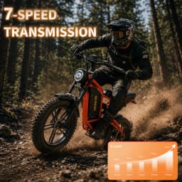 IKINGI S6pro 1000W Peak Electric Moped E-Bike | 48V 15Ah Lockable Battery, Full Suspension & 16x4" Fat Tires | 7-Speed All-Terrain Off-Road Electric Bicycle with LCD & IP65 Waterproof