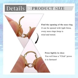8PCS 16G Septum Clicker Ring Stainless Steel CZ Opal Cartilage Helix Hoop Daith Earrings Nose Rings Piercing Jewelry 10MM