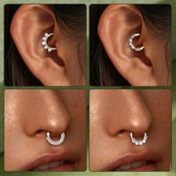 8PCS 16G Septum Clicker Ring Stainless Steel CZ Opal Cartilage Helix Hoop Daith Earrings Nose Rings Piercing Jewelry 10MM