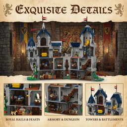 Lion Castle Royal Modular Buildings Blocks Sets Medieval Fortress City Street View House Architecture Assembly Brick Model Kit Adults DIY Collectible Gift 3967PCS