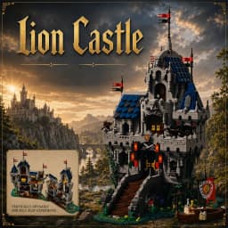 Lion Castle Royal Modular Buildings Blocks Sets Medieval Fortress City Street View House Architecture Assembly Brick Model Kit Adults DIY Collectible Gift 3967PCS