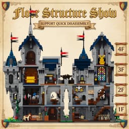 Lion Castle Royal Modular Buildings Blocks Sets Medieval Fortress City Street View House Architecture Assembly Brick Model Kit Adults DIY Collectible Gift 3967PCS