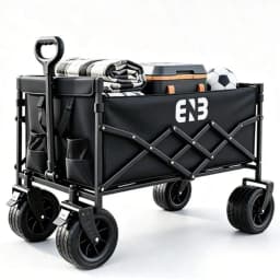 Foldable Utility Wagon With Adjustable Frame, Huge 980L Capacity, 580L Inside Storage, Heavy Duty Rolling Cart for Beach Camping Picnic Grocery Market Shopping Outdoor Travel
