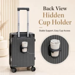 20 Inch Carry On Suitcase Airline Approved Hard Shell Luggage PC Aluminum Frame Spinner Wheels Built In Cup Holder Lightweight TSA Friendly Rolling Suitcase For Business Travel Women Men Carry On Bag