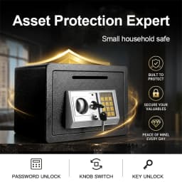 Home Safe Deposit Box Secure Storage for Cash, Jewelry & USD Documents Anti-Theft Piggy Bank & Home Security Safe for Valuables & Important Papers – Reliable Personal Safe to Protect Your Valuables Digital Lock Safe Decor Electronic Wall Ornaments Fa
