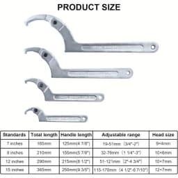 1 Set 4Pcs Adjustable Pin Spanner Wrench Tool Set 3/4 To 6-7/10 C Pin Spanner Hook Wrench for Pipes Heating Vehicles Mechanical Equipment