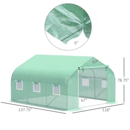 12' X 10' X 7' Large Walk-In Greenhouse for Plant Gardening, Green