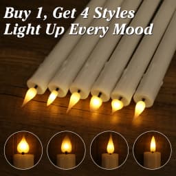 6/12Pcs Rechargeable Flameless Taper Candles with Remote 4 Type Head 3D Wick Taper with Timer Flickering Function for Home Wedding Birthday Christmas Decoration