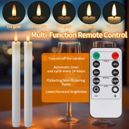 6/12Pcs Rechargeable Flameless Taper Candles with Remote 4 Type Head 3D Wick Taper with Timer Flickering Function for Home Wedding Birthday Christmas Decoration