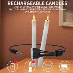 6/12Pcs Rechargeable Flameless Taper Candles with Remote 4 Type Head 3D Wick Taper with Timer Flickering Function for Home Wedding Birthday Christmas Decoration