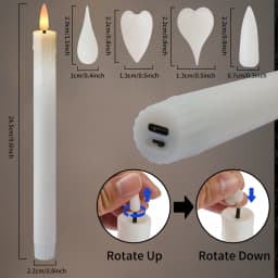 6/12Pcs Rechargeable Flameless Taper Candles with Remote 4 Type Head 3D Wick Taper with Timer Flickering Function for Home Wedding Birthday Christmas Decoration