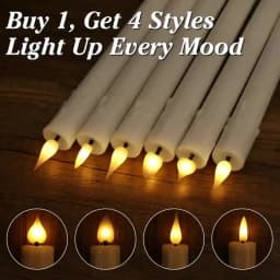 6/12Pcs Rechargeable Flameless Taper Candles with Remote 4 Type Head 3D Wick Taper with Timer Flickering Function for Home Wedding Birthday Christmas Decoration
