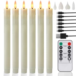 6/12Pcs Rechargeable Flameless Taper Candles with Remote 4 Type Head 3D Wick Taper with Timer Flickering Function for Home Wedding Birthday Christmas Decoration