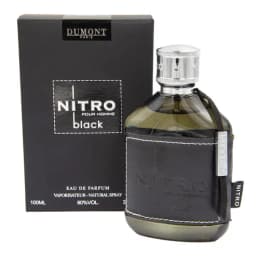 Men Dumont Nitro Black Pour Homme Eau De Parfum 100ml, Premium Leather Wrapped Bottle, Long-Lasting Woody Oriental Scent for Daily Wear & Gifting