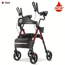 Upright Walker, Stand Up Rollator Walker with Padded Seat and Backrest, Walkers for Seniors,Foldable Walker with Seat