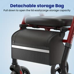 Upright Walker, Stand Up Rollator Walker with Padded Seat and Backrest, Walkers for Seniors,Foldable Walker with Seat