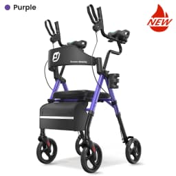 Upright Walker, Stand Up Rollator Walker with Padded Seat and Backrest, Walkers for Seniors,Foldable Walker with Seat