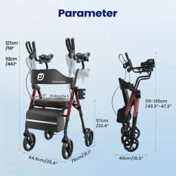 Upright Walker, Stand Up Rollator Walker with Padded Seat and Backrest, Walkers for Seniors,Foldable Walker with Seat