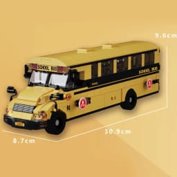788Pcs Classic Yellow American School Bus Building Blocks, Vintage Creative Vehicle Brick Model Kit Gift for Adults