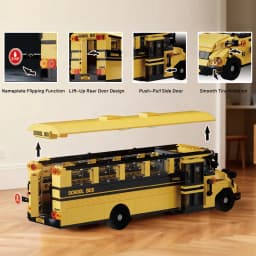 788Pcs Classic Yellow American School Bus Building Blocks, Vintage Creative Vehicle Brick Model Kit Gift for Adults