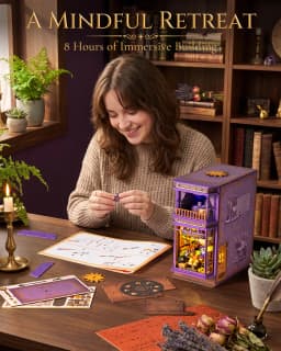 Rolife DIY Book Nook Kit 3D Puzzle Whisper Magic Shop Wooden Bookends with LED Light for Bookshelf Decor Brain Teasers Jigsaw Toys Holiday Gift for Adults