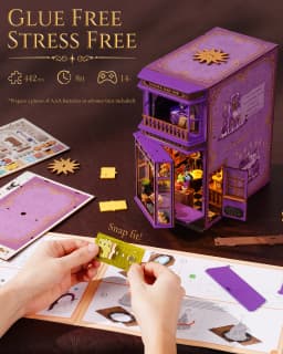 Rolife DIY Book Nook Kit 3D Puzzle Whisper Magic Shop Wooden Bookends with LED Light for Bookshelf Decor Brain Teasers Jigsaw Toys Holiday Gift for Adults
