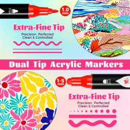 TBC The Best Crafts Calligraphy Pens 24/48 Colors Dual Tip Acrylic Paint Markers, Dual Tip with Fine Tip and Brush Tip Pens for Non-Toxic Vibrant Hues, Perfect for Paper, Stone, Wood, Fabric, Glass & More