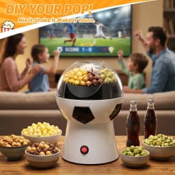 Popcorn Maker, 12-Cup Hot Air Popcorn Popper, Soccer Ball Design
