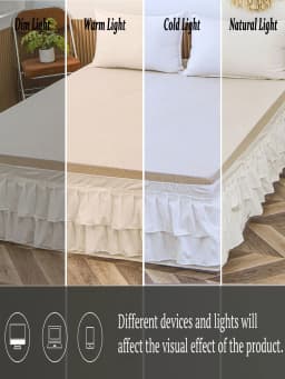 Cream Bed Skirt, Bohemian Style Bed Skirt, 1pc Cream Ruffled Bed Skirt, Bedding Decor, Soft Polyester Fiber, Vintage Farmhouse Style, Double Ruffled Bed Skirt, Suitable For All Seasons