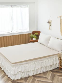 Cream Bed Skirt, Bohemian Style Bed Skirt, 1pc Cream Ruffled Bed Skirt, Bedding Decor, Soft Polyester Fiber, Vintage Farmhouse Style, Double Ruffled Bed Skirt, Suitable For All Seasons