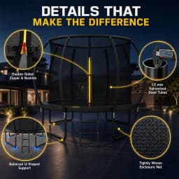 14FT Kids Trampoline With Safety Enclosure Net & Ladder, Round Outdoor Backyard Trampoline for Children Family Recreation Fitness Exercise