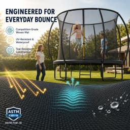14FT Kids Trampoline With Safety Enclosure Net & Ladder, Round Outdoor Backyard Trampoline for Children Family Recreation Fitness Exercise