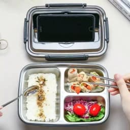 1pc Stainless Steel Lunch Box, Comes With Stainless Steel Cutlery, 1pc Durable 304 Stainless Steel Leak-Proof Bento Box With 3 Compartments, Easy To Clean, Suitable For School And Work,Travel And Outdoor Use, Office Worker Lunch Box,