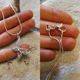 DOTEFFIL 925 Sterling Silver Butterfly Pendant Necklace Snake‑Chain 18‑30 Inch Adjustable Fashion Jewelry For Women Wedding Engagement Party