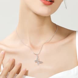 DOTEFFIL 925 Sterling Silver Butterfly Pendant Necklace Snake‑Chain 18‑30 Inch Adjustable Fashion Jewelry For Women Wedding Engagement Party