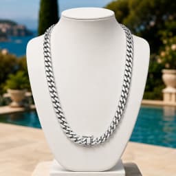 16mm Cuban Link Chain Necklace for Men, Hip Hop Jewelry,Stainless Steel Miami Style Chain, Streetwear Accessory for Daily Wear