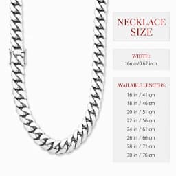 16mm Cuban Link Chain Necklace for Men, Hip Hop Jewelry,Stainless Steel Miami Style Chain, Streetwear Accessory for Daily Wear