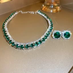 Women Trendy Rhinestone Decorated Jewelry Set Necklace Earring Kit Elegant Fashion Accessory For Daily Party Wedding