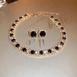 Women Trendy Rhinestone Decorated Jewelry Set Necklace Earring Kit Elegant Fashion Accessory For Daily Party Wedding