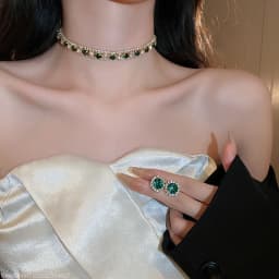 Women Trendy Rhinestone Decorated Jewelry Set Necklace Earring Kit Elegant Fashion Accessory For Daily Party Wedding