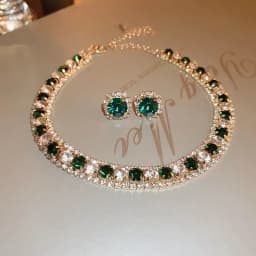 Women Trendy Rhinestone Decorated Jewelry Set Necklace Earring Kit Elegant Fashion Accessory For Daily Party Wedding