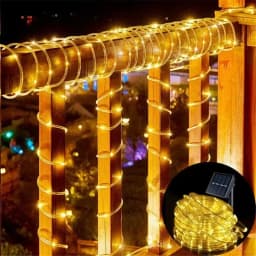 New 1 Pack of 100 LED Solar String Lights. Waterproof Tubular Rope Lights for Outdoor Gardens. The Fairy Wreath Lights Are Powered by Solar Energy and Are Perfect for Christmas Parties, Festivals, and Outdoor Landscape Decoration.