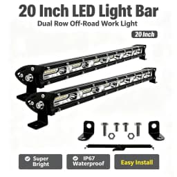 2PCS 20-Inch LED Off-Road Light Bars, lightweight Slim Work Lights, Suitable for Off-Road, Trucks, SUVs, ATVs, UTVs, Tractors, and Boats; Two-Piece Set Comes with Mounting Screws