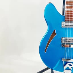 Blue Silver Sparkle Electric Guitar, Semi-Hollow, Stainless Steel Round-Head Frets, HH Pickups, Rosewood Fingerboard, 24 Frets, Free Shipping