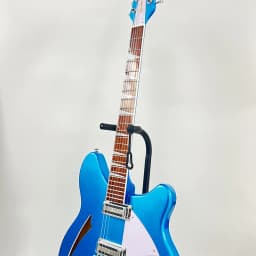 Blue Silver Sparkle Electric Guitar, Semi-Hollow, Stainless Steel Round-Head Frets, HH Pickups, Rosewood Fingerboard, 24 Frets, Free Shipping